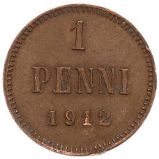 Монета 1 пенни 1912 года Русская Финляндия (аверс)