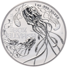 Монета 1 доллар 2023 года Австралия «Самая опасная в Австралии — Австралийская коробчатая медуза» (аверс)