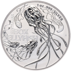 Монета 1 доллар 2023 года Австралия «Самая опасная в Австралии — Австралийская коробчатая медуза» (аверс)