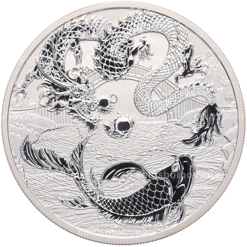 Монета 1 доллар 2023 года Австралия «Дракон и карп кои»