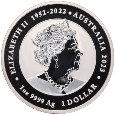 Монета 1 доллар 2023 года Австралия «Дракон и карп кои» (реверс)