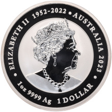 Монета 1 доллар 2023 года Австралия «Дракон и карп кои» (реверс)