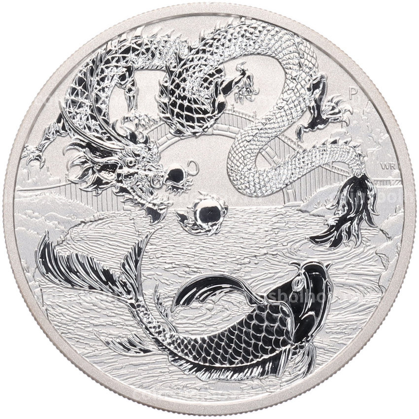 Монета 1 доллар 2023 года Австралия «Дракон и карп кои»