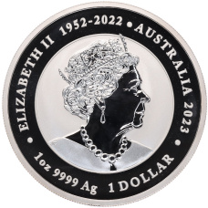 Монета 1 доллар 2023 года Австралия «Дракон и карп кои» (реверс)