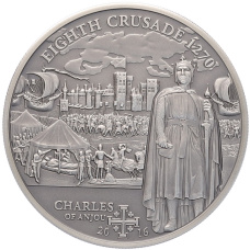 Монета 5 долларов 2016 года Острова Кука «История крестовых походов — Восьмой крестовый поход» (аверс)
