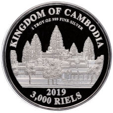 Монета 3000 риэлей 2019 года Камбоджа «Китайский гороскоп — Год свиньи» (реверс)