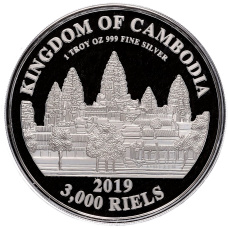 Монета 3000 риэлей 2019 года Камбоджа «Китайский гороскоп — Год свиньи» (реверс)