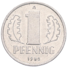 Монета 1 пфенниг 1985 года Восточная Германия (ГДР) (аверс)