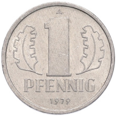 Монета 1 пфенниг 1979 года Восточная Германия (ГДР) (аверс)
