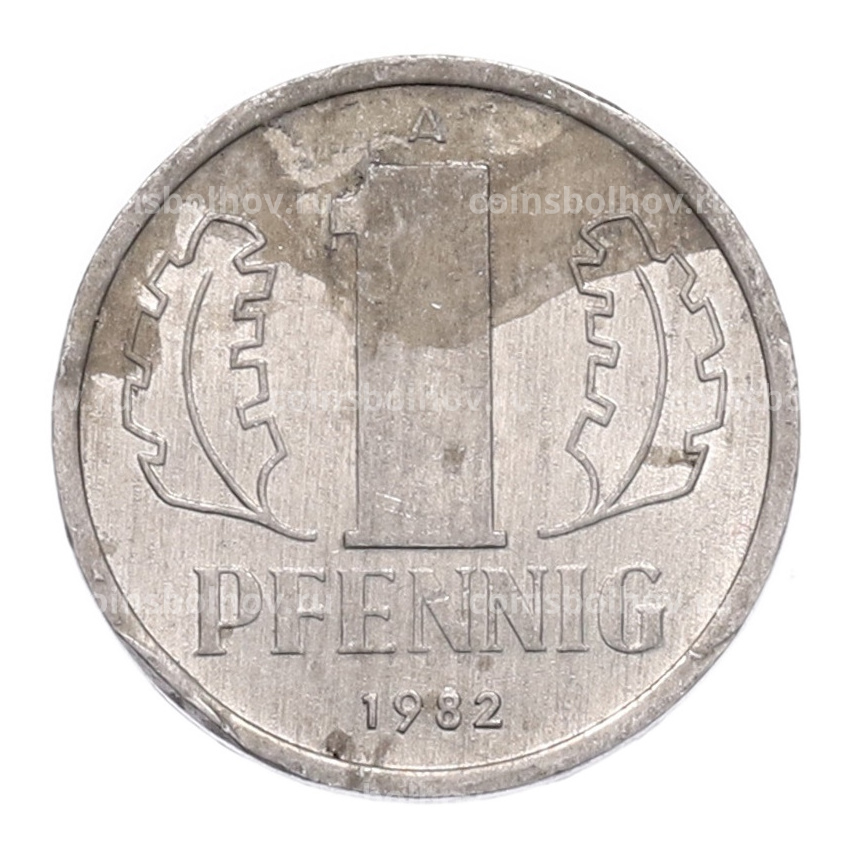 Монета 1 пфенниг 1982 года Восточная Германия (ГДР)
