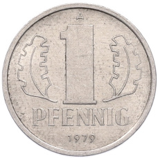 Монета 1 пфенниг 1979 года Восточная Германия (ГДР) (аверс)