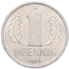 Монета 1 пфенниг 1983 года Восточная Германия (ГДР) (аверс)
