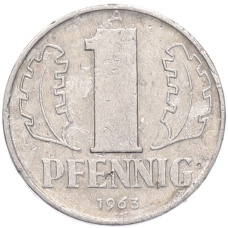 Монета 1 пфенниг 1963 года Восточная Германия (ГДР) (аверс)
