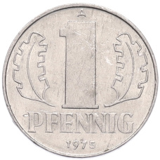 Монета 1 пфенниг 1975 года Восточная Германия (ГДР) (аверс)
