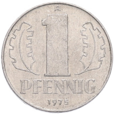 Монета 1 пфенниг 1975 года Восточная Германия (ГДР) (аверс)