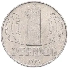 Монета 1 пфенниг 1975 года Восточная Германия (ГДР) (аверс)