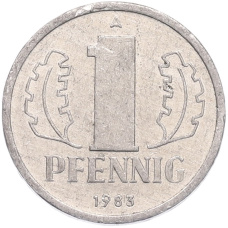 Монета 1 пфенниг 1983 года Восточная Германия (ГДР) (аверс)