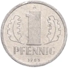 Монета 1 пфенниг 1983 года Восточная Германия (ГДР) (аверс)