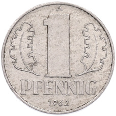 Монета 1 пфенниг 1962 года Восточная Германия (ГДР) (аверс)