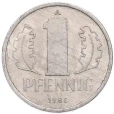 Монета 1 пфенниг 1980 года Восточная Германия (ГДР) (аверс)