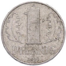 Монета 1 пфенниг 1961 года Восточная Германия (ГДР) (аверс)