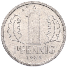 Монета 1 пфенниг 1988 года Восточная Германия (ГДР) (аверс)