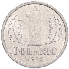 Монета 1 пфенниг 1988 года Восточная Германия (ГДР) (аверс)