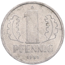 Монета 1 пфенниг 1985 года Восточная Германия (ГДР) (аверс)