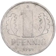 Монета 1 пфенниг 1985 года Восточная Германия (ГДР) (аверс)