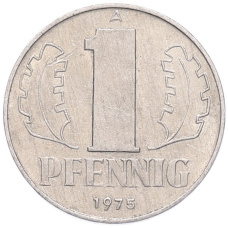 Монета 1 пфенниг 1975 года Восточная Германия (ГДР) (аверс)