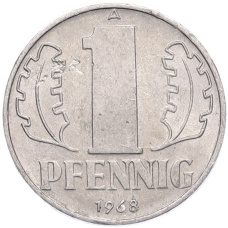 Монета 1 пфенниг 1968 года Восточная Германия (ГДР) (аверс)