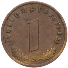 Монета 1 рейхспфенниг 1937 года A Германия (реверс)