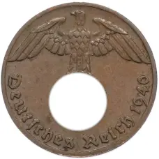Монета 1 рейхспфенниг 1940 года J Германия (аверс)