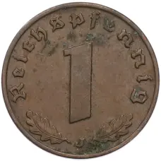 Монета 1 рейхспфенниг 1940 года J Германия (реверс)