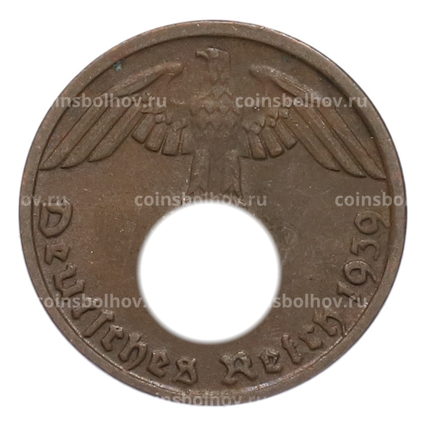 Монета 1 рейхспфенниг 1939 года D Германия