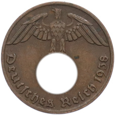 Монета 1 рейхспфенниг 1938 года E Германия (аверс)