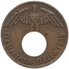 Монета 1 рейхспфенниг 1938 года E Германия (аверс)