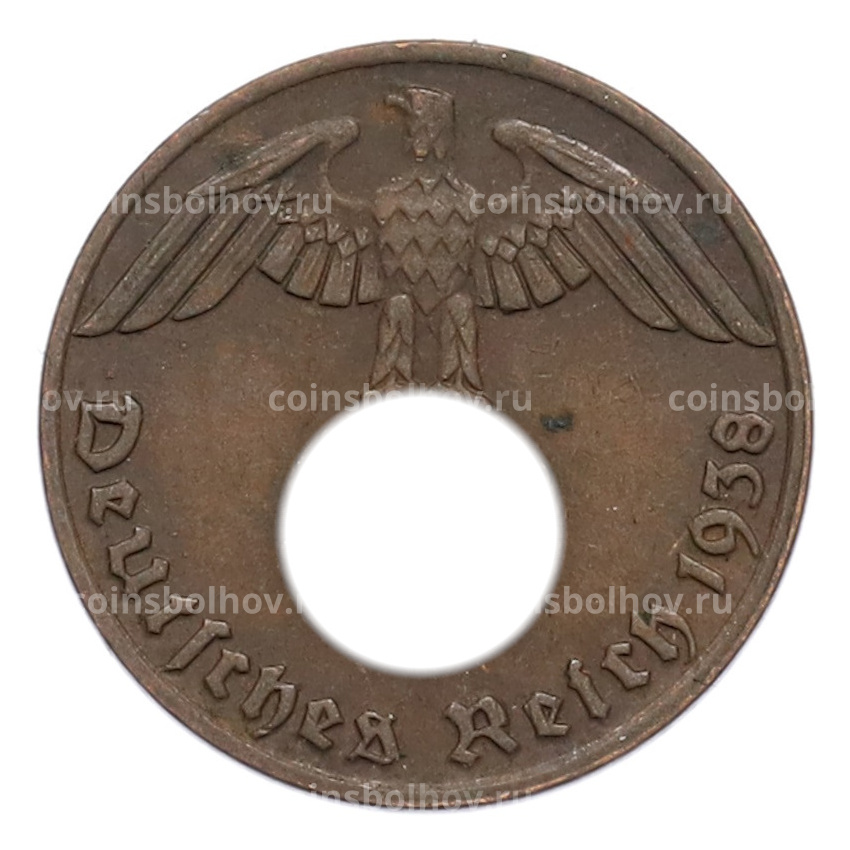 Монета 1 рейхспфенниг 1938 года E Германия