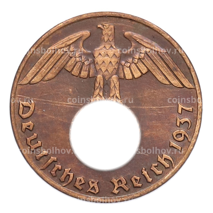 Монета 1 рейхспфенниг 1937 года J Германия