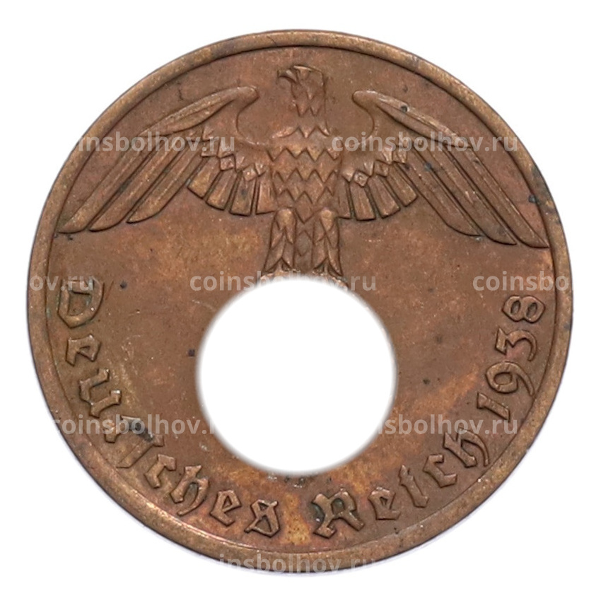Монета 1 рейхспфенниг 1938 года A Германия