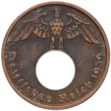 Монета 1 рейхспфенниг 1939 года B Германия (аверс)