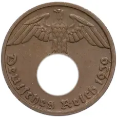 Монета 1 рейхспфенниг 1939 года D Германия (аверс)