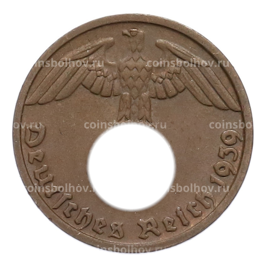 Монета 1 рейхспфенниг 1939 года D Германия