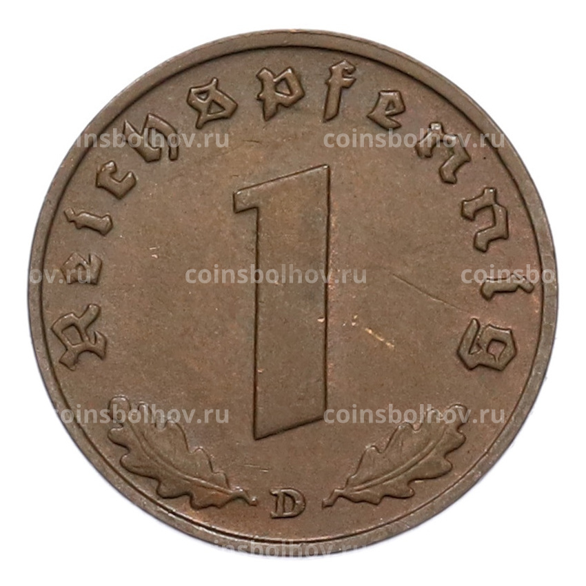 Монета 1 рейхспфенниг 1939 года D Германия (вид 2)