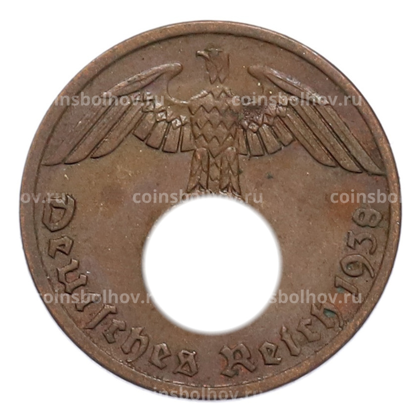 Монета 1 рейхспфенниг 1938 года A Германия