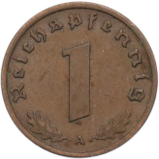 Монета 1 рейхспфенниг 1938 года A Германия (реверс)