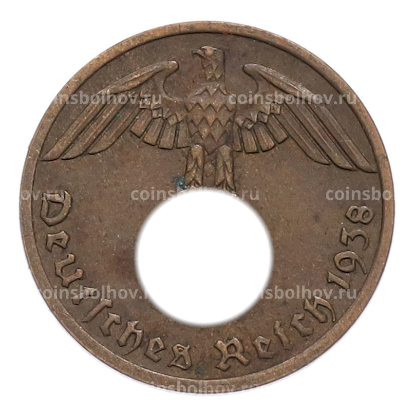 Монета 1 рейхспфенниг 1938 года A Германия