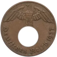 Монета 1 рейхспфенниг 1937 года A Германия (аверс)