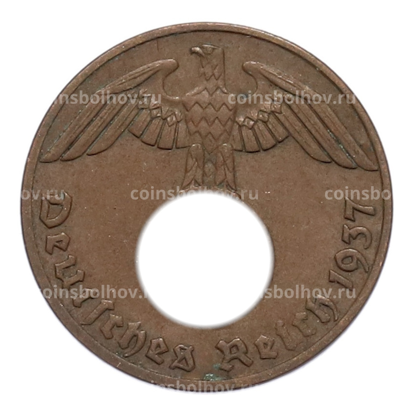 Монета 1 рейхспфенниг 1937 года A Германия