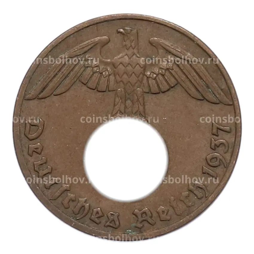 Монета 1 рейхспфенниг 1937 года A Германия